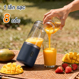 Máy xay cầm tay USB Máy ép trái cây Mini có thể sạc lại 8 lưỡi bằng thép không gỉ Smoother Cup Du lịch Phòng tập thể dục