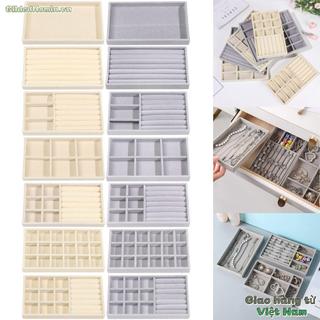 [Vận chuyển nhanh] Khay trưng bày vòng cổ GILDEDHOMIN, Hộp đựng đồ trang sức nhung có thể xếp chồng lên nhau bằng nhung, Hộp đựng bông tai trưng bày vòng cổ vòng đeo tay