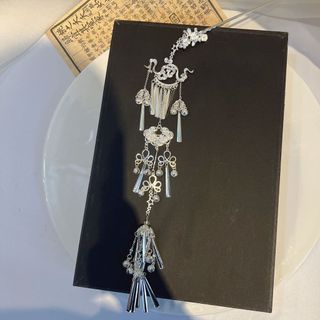 Tần Han Wei Jin Phong Cách Áp Lực Lưng Mũ Đội Đầu Chiến Quốc Áo choàng Phong Cách Cổ Đại Phụ Kiện Tóc Bạc Dài Tua Rua Bước Lắc Kẹp Tóc Hanfu Tất Cả Trận Đấu Phụ Kiện Hiệu Suất Tặng Ảnh Quà Tặng