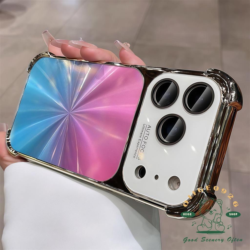 【 Ốp lưng iPhone17 】 Túi khí bốn góc mạ gradient họa tiết CD Vỏ điện thoại iphone17 Pro Max 16 15 14 13 cho vỏ iPhone Vỏ mềm silicon TPU chống sốc