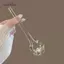 AqToCna Ngọc Trai Kim Loại Hình Chữ U Tóc Sti Retro Xanh Trắng Sứ Hình Chữ U Hanfu Kẹp Tóc Phụ Kiện Tóc AqToCna
