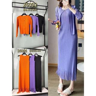 Miyake Viền Đầm Cao Cấp Tính Khí Rời Ôm Hơn Nhìn Cổ Tròn Không Tay Áo Vest Đầm Thường Ngày Phù Hợp Với