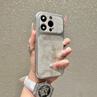 Ốp điện thoại đá cẩm thạch gọng mạ điện sang trọng cho iphone17 16 15 14 13 Promax chống sốc bảo vệ camera chống rơi bìa cứng