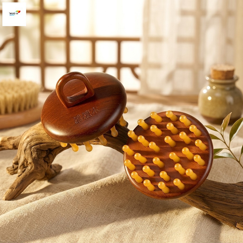 Lược Massage gỗ đàn hương tự nhiên để chăm sóc da đầu và ngăn ngừa rụng tóc