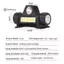 < WHPHous-t > Đèn pha LED COB có thể sạc lại USB với đèn pin đầu có thể điều chỉnh để câu cá ngoài trời Cắm trại đi bộ đường dài ban đêm đẹp