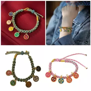 Unstop * Five Way God of Wealth Handchain Vòng tay dệt tay Dây đầy màu sắc có thể điều chỉnh