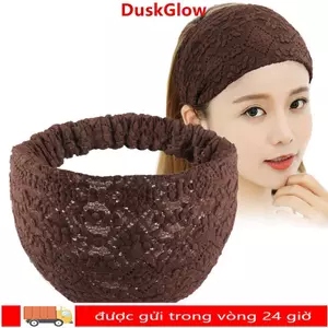 Băng đô DUSKGLOW, Vòng buộc tóc bên rộng ren, Hoa rỗng lưới co giãn quấn đầu bé gái