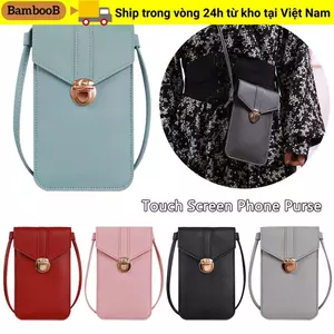 BAMBOOB Màn hình cảm ứng Ví điện thoại Túi đeo tay bằng da PU thời trang