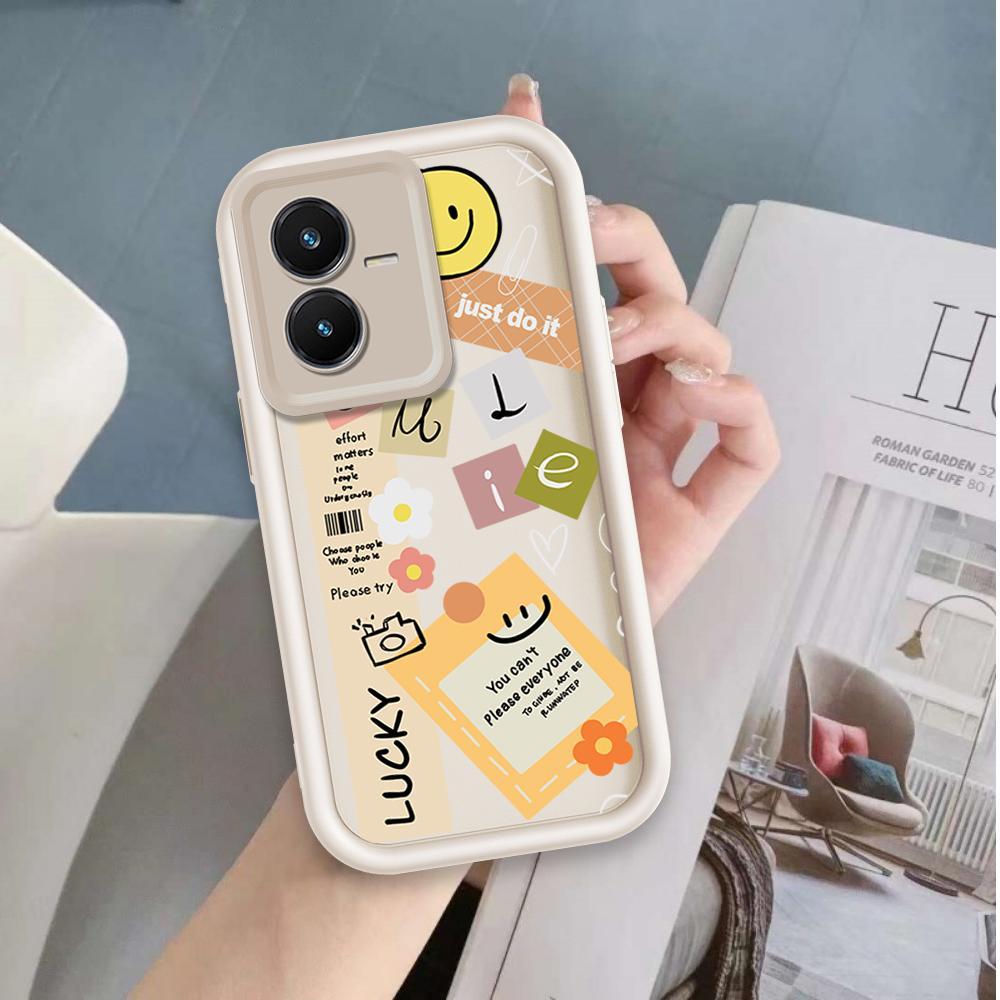 Ốp Lưng Cho VIVO Y22 4G Y22S 4G Hoạt Hình Silicon Điện Thoại Thông Minh Mềm Ốp Lưng TPU Nhãn Nụ Cười Hoa Thiên Thần Mắt Chống Sốc Ốp Lưng