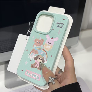 Ốp Lưng IPhone 13 11 16 17 15 14 XR 12 ProMax 7 8Plus XS X Max Ốp Lưng Hình Gấu Thỏ Chấm Bi Cầu Vồng