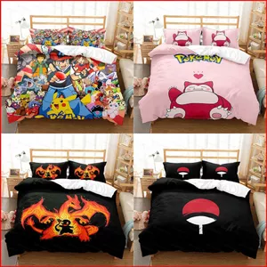 ST2 Pokemon 3IN1 Bộ đồ giường Bộ chăn ga trải giường Vỏ chăn gối Phòng ngủ gia đình Có thể giặt được Ký túc xá TS2