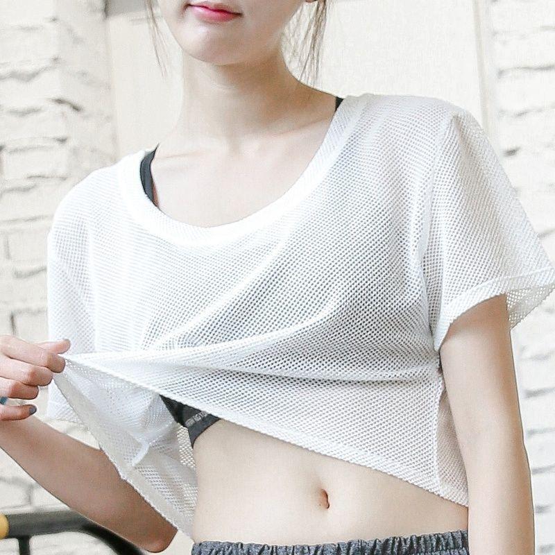 [Ưu đãi đặc biệt trong thời gian có hạn] Áo nỉ lưới thể dục rỗng dành cho nữ Quần yếm tập Yoga khô nhanh chạy bộ khiêu vũ thoáng khí tay ngắn