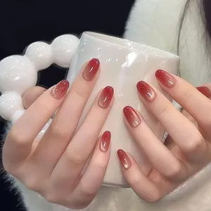 Chúc May Mắn Nhìn Trắng Đỏ Mùa Xuân Mùa Hè Không Khí Cảm Giác Vàng Đỏ Chuyển Màu Anh Đào Mắt Mèo Tay Móng Tay Cao Cấp