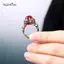 AqToCna Vàng Cổ Tay Nghề Thủ Công Tự Nhiên Carnelian Nhẫn Nữ Hoa Men Phong Cách Quốc Gia Ánh Sáng Sang Trọng Cưới Trang Sức Quà Tặng AqToCna