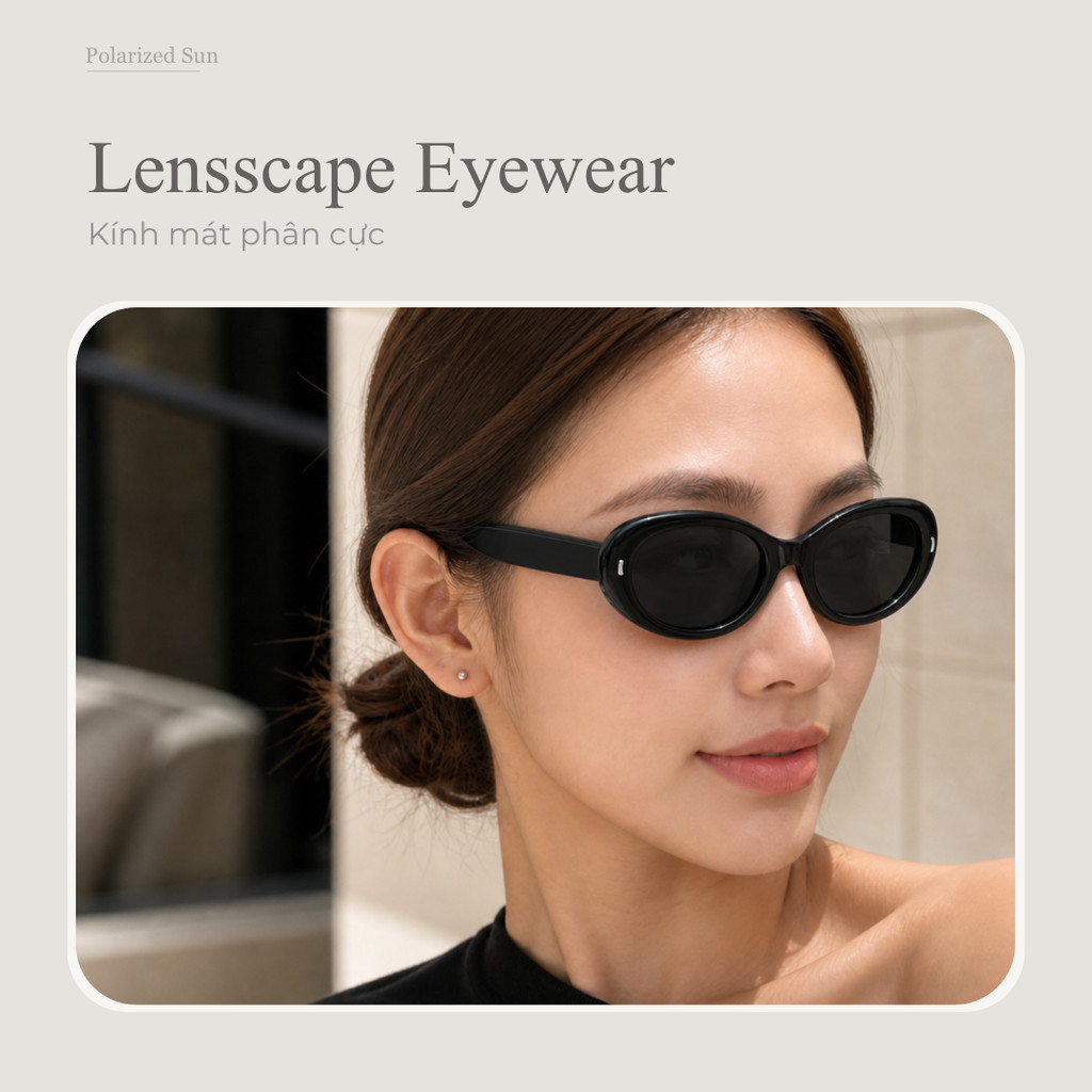 LENSSCAPE-Kính Mát Phân Cực UV400 Dáng Oval Cổ Điển Gọng TR90 Dùng Ban Ngày