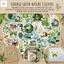 Bộ 50 Miếng Dán Xanh Vintage Có Thể Tháo Rời Cho Nhật Ký Trang Trí Hành Lý Chống Thấm Nước Vinyl PVC Chống Dầu