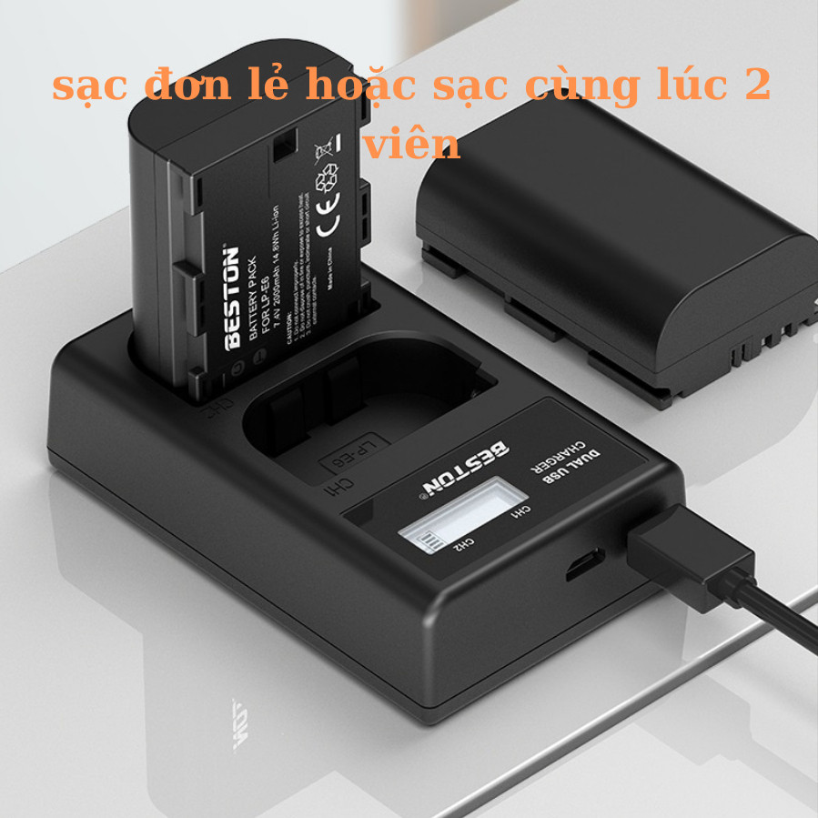 Pin máy ảnh và sạc pin máy ảnh Beston LP-E6 dùng cho máy ảnh CANON R5C RA R5 R65D II 5D III 60D 70D 7D 80D 5D4