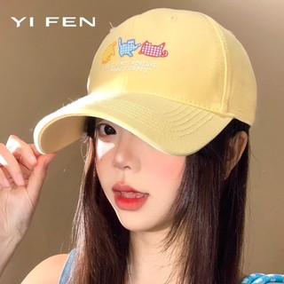 YIFEN Phim Hoạt Hình Thêu Mũ Bóng Chày Nữ Phiên Bản Hàn Quốc Phù Hợp Với Mũ Nhỏ Màu Vàng Có Mặt Viền Rộng Đầu Lớn Chu Vi