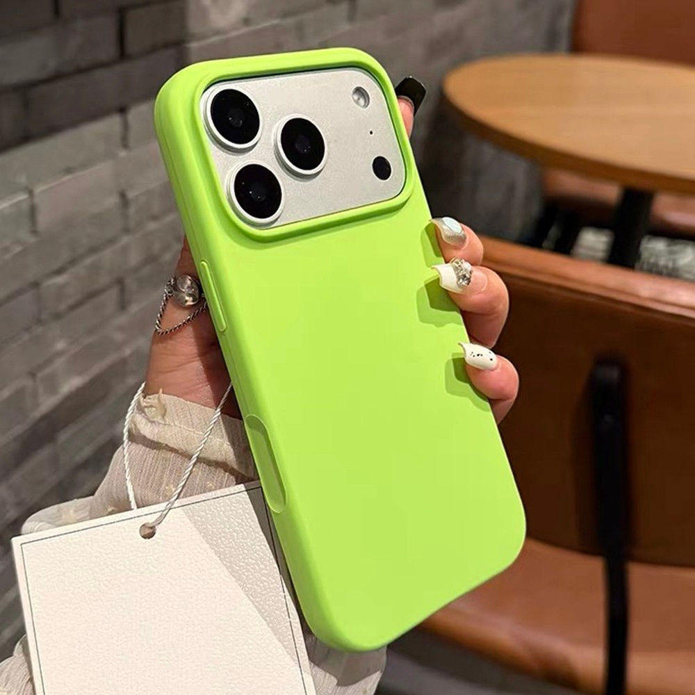Ốp điện thoại Silicon lỏng màu xanh huỳnh quang cho iPhone 17 Pro Max 17 Air 16 Plus 15 14 13 12 11 Vỏ bảo vệ chống sốc