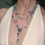 Bướm Xanh Mát Đính Hạt Nhiều Lớp Tua Rua Xếp Chồng Vòng Cổ Nữ Niche Cao Cấp choker Sang Trọng Xương Đòn Dây Chuyền