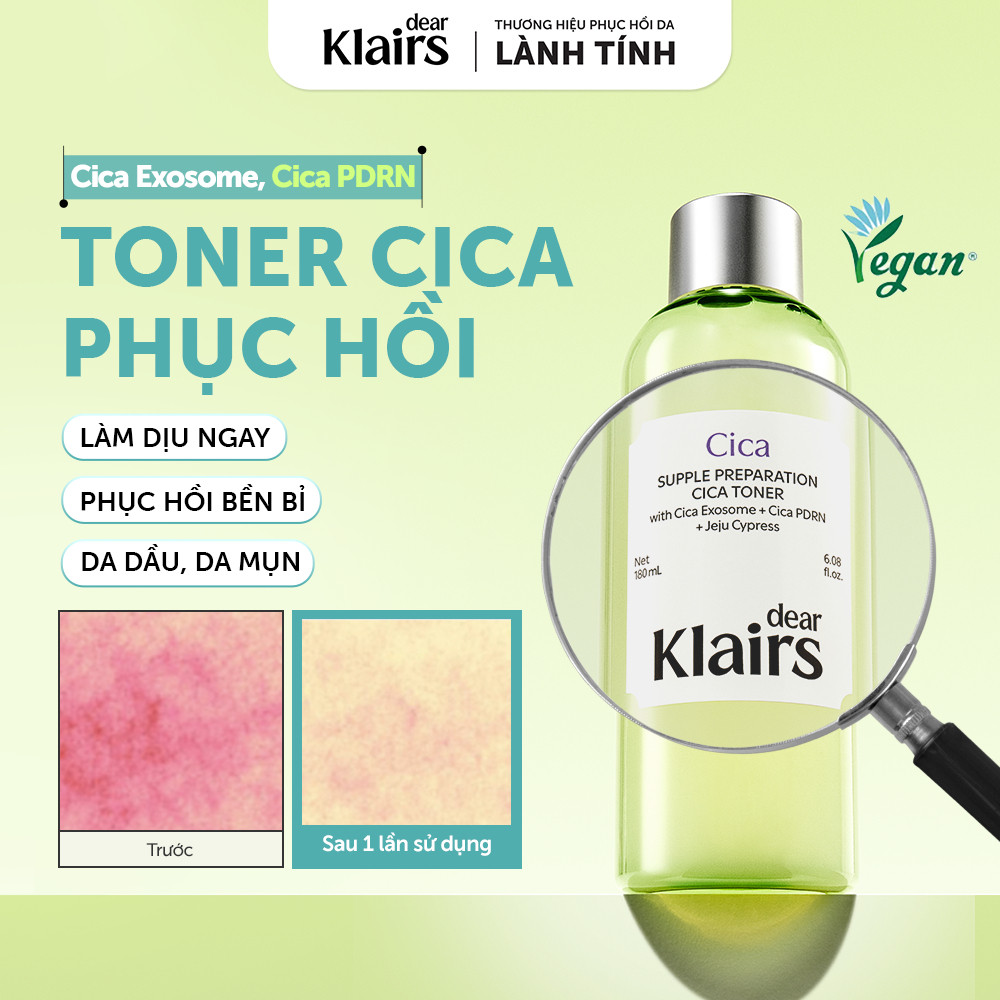 [ĐQ] Nước hoa hồng Dear Klairs Supple Preparation Cica Toner 180ml