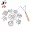 Bộ khuôn sắt Rosette 9 mảnh có tay cầm hai đầu Bunuelos Khuôn làm bánh quế để nướng nấu nhà bếp
