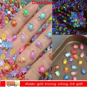DUSKGLOW 100 Chiếc Rùa Dạ Quang, DIY Hoạt Hình Mini Nhựa Động Vật, Dễ Thương Phát Sáng Ban Đêm Dopamine Màu Mini Rùa Móng Tay Quyến Rũ Trang Trí Sân Vườn Cổ Tích