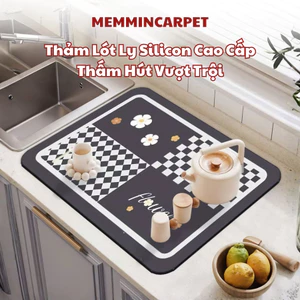 Thảm Lót Ly Silicon Trang Trí Bàn Ăn, Bàn Bếp Thấm Hút Vượt Trội, Sạch Sẽ, An Toàn Memmin Carpet