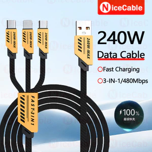 Cáp Dữ Liệu Sạc Siêu Nhanh 240W Với Truyền Dữ Liệu 480Mbps USB 1-To-3 Dệt Nylon Cáp Dữ Liệu Cho Điện Thoại Máy Tính Bảng Laptop