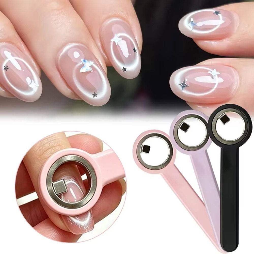 JIMMYCHOOEC Rỗng Nhẫn Mắt Mèo, Tay Cầm Dài Hình Lỗ Đen Rỗng Thanh Tròn, Công Thái Chuyên Nghiệp Mạnh Móng Tay Vòng, Salon
