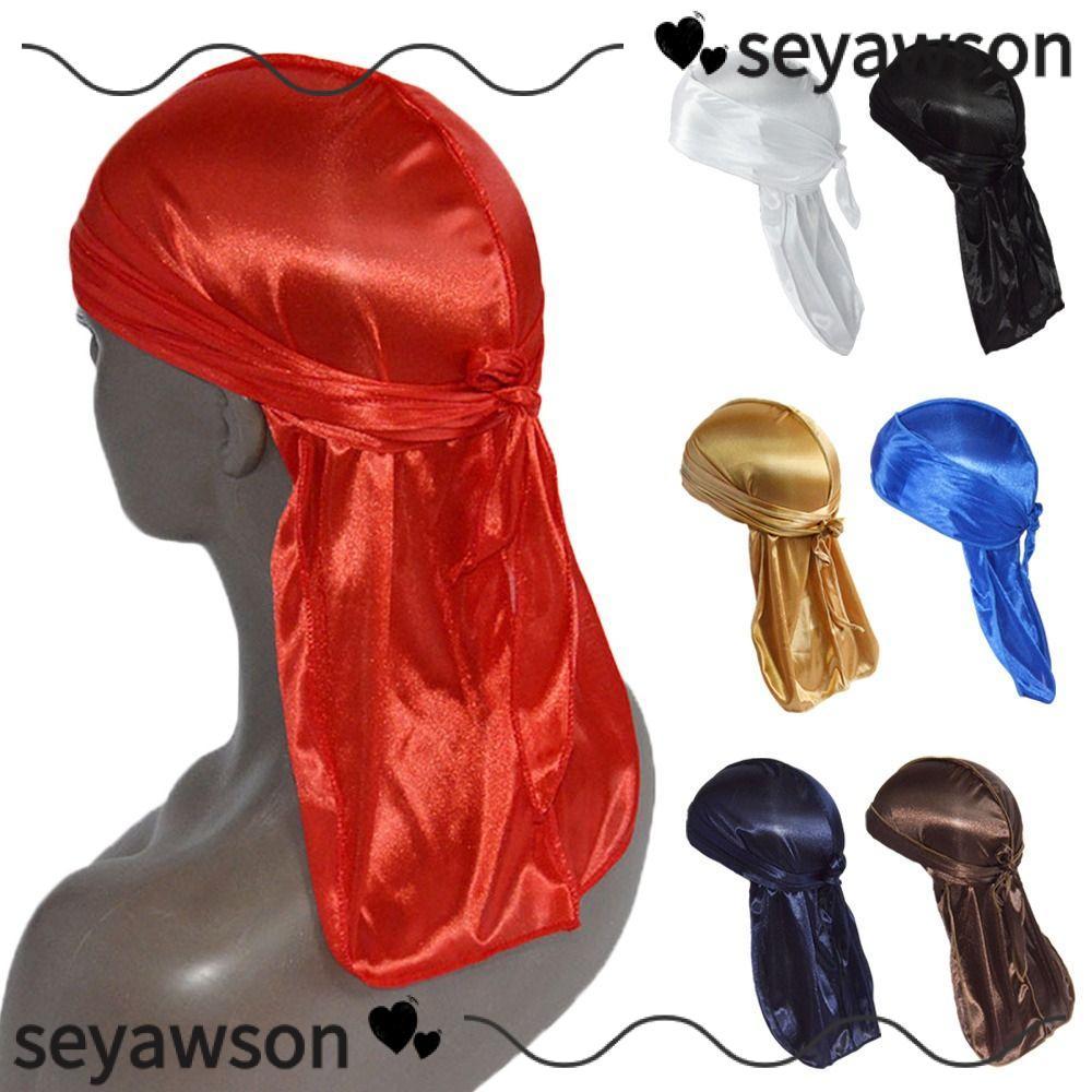 Seyawson Silk Durag, Mỏng Thoáng Khí Bandana, Có Thể Điều Chỉnh Hip-pop Co Giãn Pre-Tied Cướp Biển Mũ Nam Nữ