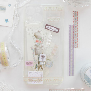 ENWEI 15mm * 2m 1 Cuộn [Huayang Fantasy Dream Series] Váy kẻ sọc thơm mùa xuân hoa PET Băng Washi cho tạp chí Album ảnh Nhãn dán trang trí viền