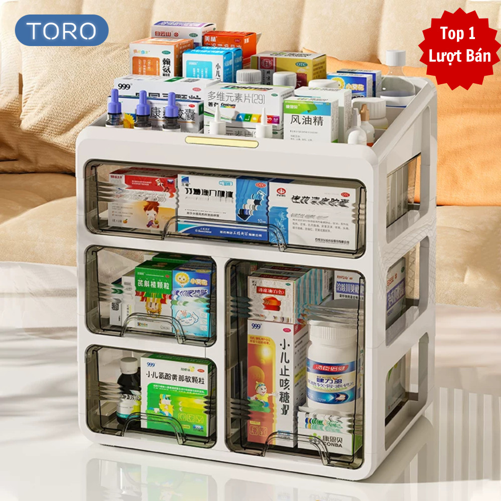 Tủ Thuốc Y Tế Gia Đình HomeMate Có Ngăn Kéo Trong Suốt, Tủ Đựng Mỹ Phẩm Để Bàn Gọn Gàng