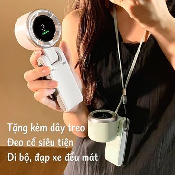 [Tặng dây đeo] Quạt mini cầm tay Q01 quạt treo cổ mùa hè sạc USB pin tích điện quạt turbo không cánh gió mạnh