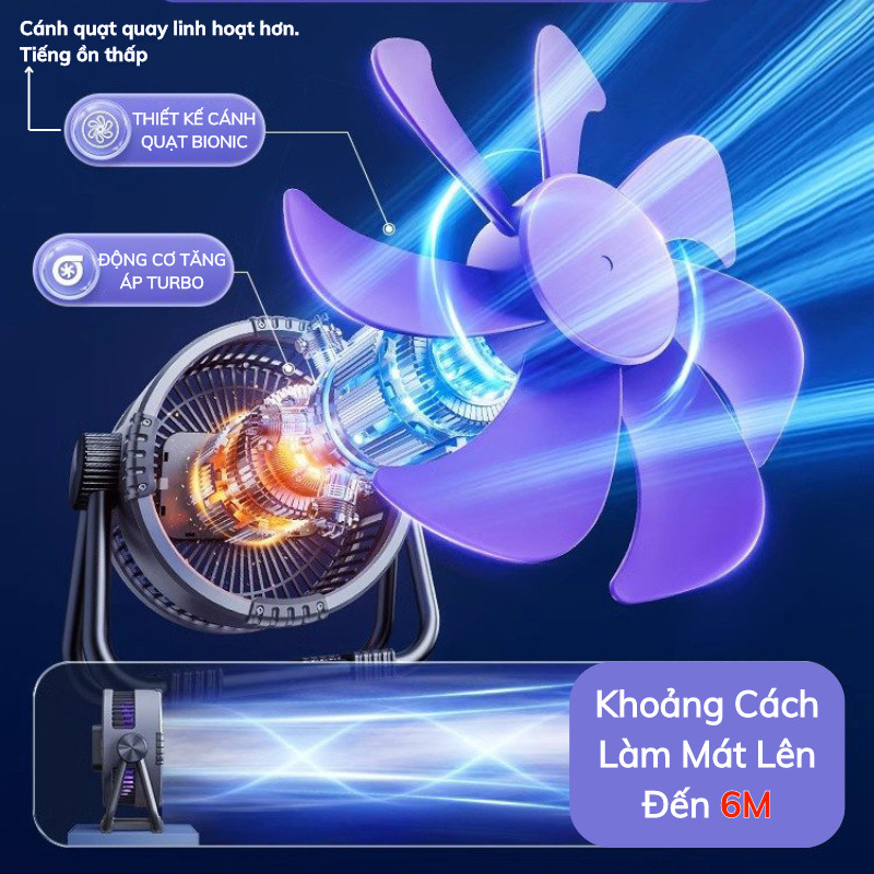 Quạt Tích Điện Tiross TS2285 Chính Hãng Có Điều Khiển Từ Xa Pin 20000mAh Quạt Để Bàn