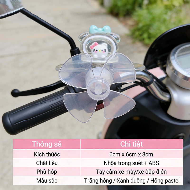 Quạt Nhỏ Trang Trí Xe Máy Hello Kitty, Quạt Mini Tay Cầm Xe đạp điện, Phong Cách Dễ Thương