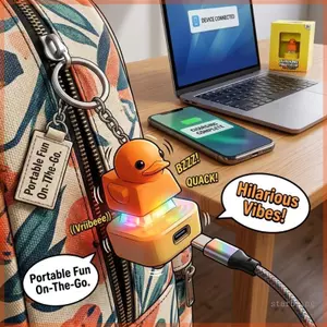 Móc khóa vịt phát sáng và rung hình ngôi sao ngộ nghĩnh với cảm biến âm thanh và đèn LED để sử dụng vui nhộn và hàng ngày
