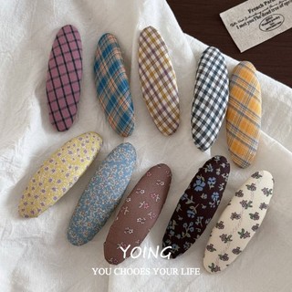Yoing / Phong Cách Hàn Quốc Kẻ Sọc Hoa Hình Bầu Dục Tóc Vải Dễ Thương Đơn Giản Gãy Tóc bb Nổ Kẹp Tóc Sang Trọng Mũ Đội Đầu