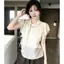 Áo sơ mi voan chấm bi phong cách Hàn Quốc dành cho nữ mùa hè thon gọn hơn trông sang trọng Áo sơ mi nhỏ Sling Top hợp thời trang hai mảnh