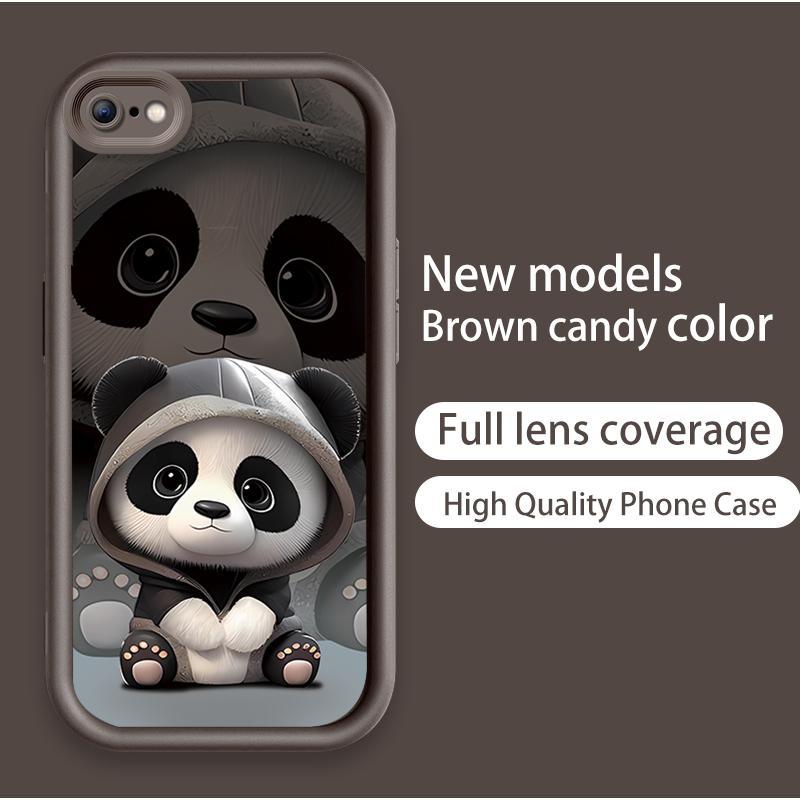 Ốp Lưng Cho iPhone 6 6s 7 8 se2020 Plus Hoạt Hình Silicon Phụ Kiện Vỏ Điện Thoại Mềm TPU Cặp Đôi Gấu Trúc Mắt Thiên Thần Ốp Lưng Chống Sốc
