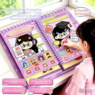 MEGOCE Handmade DIY Sticker Book, Transform Teacher Student with Scraper Character Dress-Up Sticker Book, Puzzle Game Đổi mới thành viên gia đình Kích thước nhỏ Hoạt hình Sách yên tĩnh