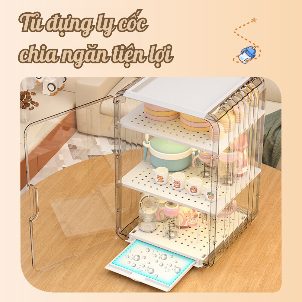Tủ Đựng Bình Sữa Trong Suốt HomeMate Chống Bụi – Kệ Đựng Ly Cốc, Mỹ Phẩm, Tủ Trưng Bày Mô Hình Đa Năng