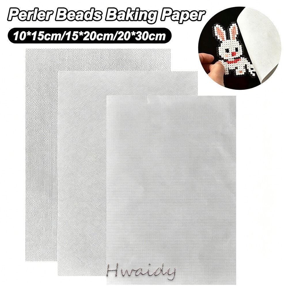 Vải ủi HWAIDY tái sử dụng cho ủi hạt Perler/Hama, giấy nướng thủ công, thảm hỗ trợ ủi kết cấu thô màu trắng