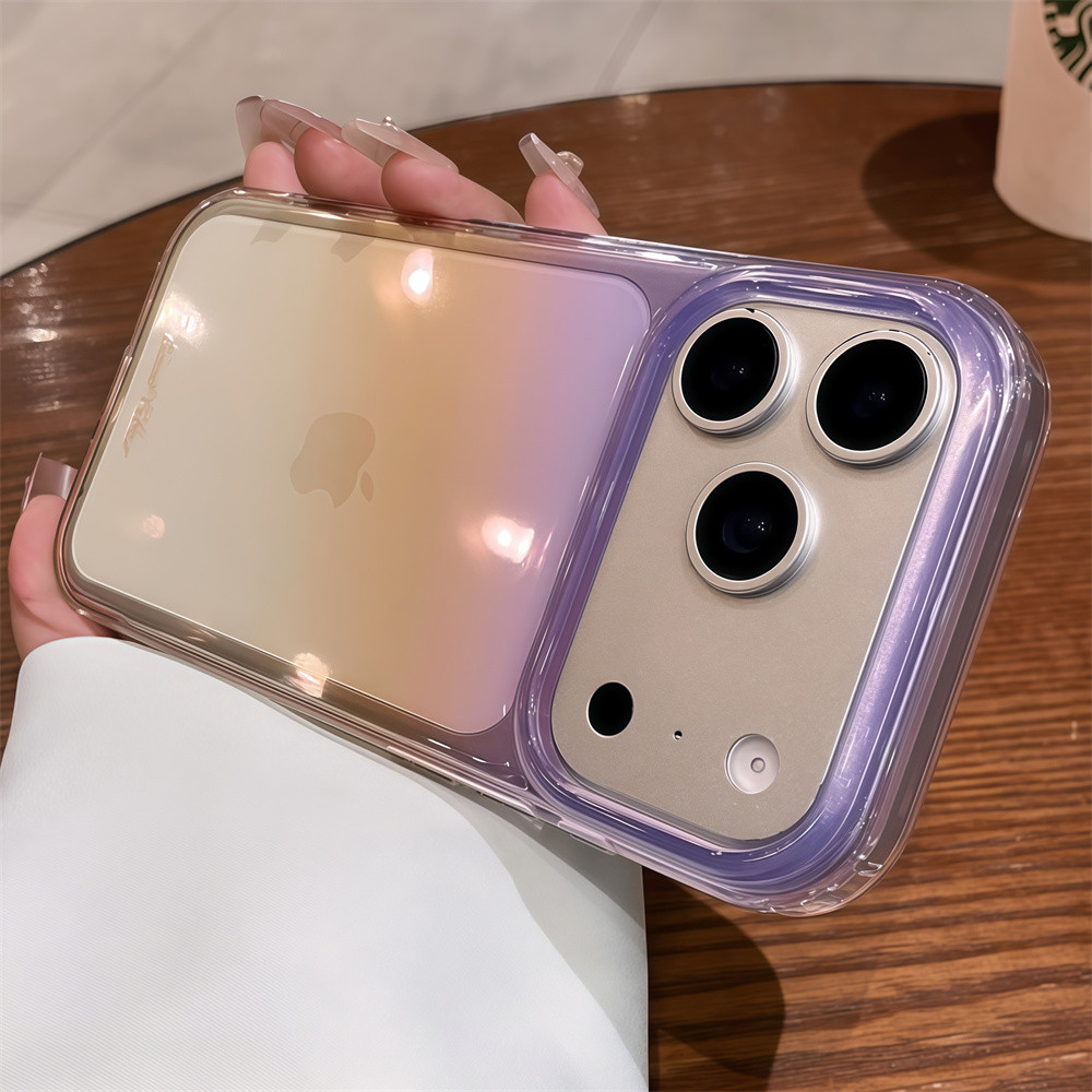 Ốp điện thoại trong suốt gradient thời trang cho iPhone 17 Pro Max 16 15 pro max Bảo vệ ống kính chống rơi Vỏ cứng bảo vệ điện thoại
