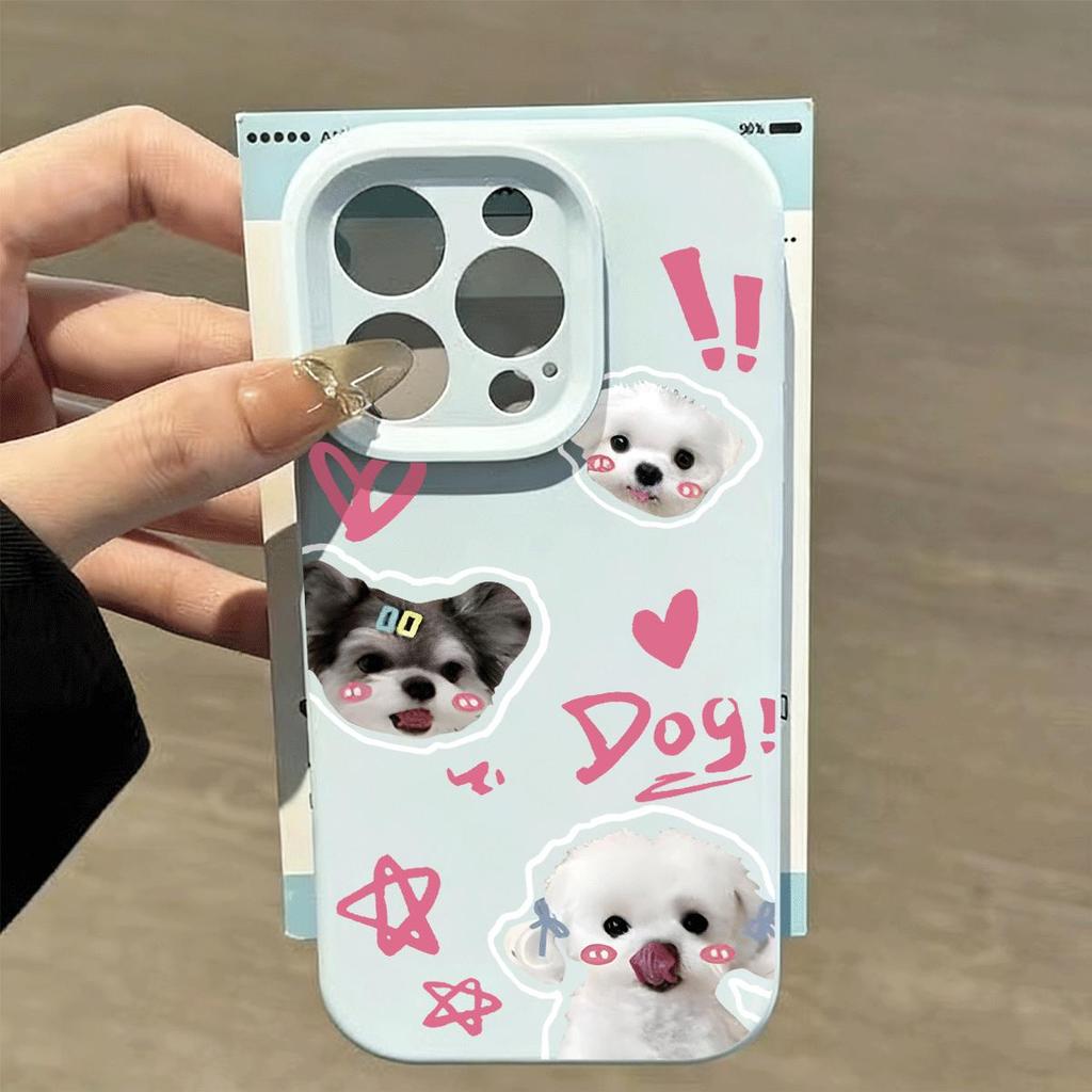 Pink Dog Puppy Collection cho iPhone 17pro trường hợp điện thoại 161514pro lỗ silicone