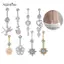 AqToCna Thép không gỉ sel Bụng Nút Nhẫn Xuyên Trang Sức Hoa Bụng Nhẫn Cơ Thể Xuyên Tòn Tòn Bụng Xuyên Thanh AqToCna