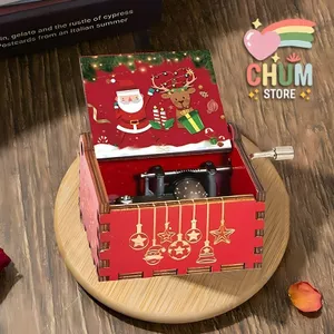 Hộp nhạc gỗ mini in hình Merry Christmas - Giáng Sinh nhiều mẫu anime hot Kimetsu Conan - Music box xinh xắn