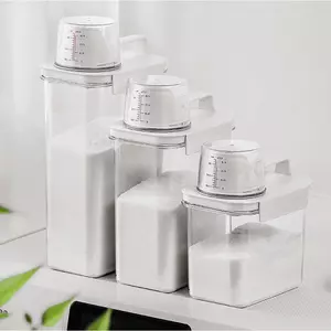 Hộp đựng bột giặt Hộp đựng đồ giặt kín khí Hộp đựng đồ giặt chống ẩm Chai giặt có cốc đo shopidaevn