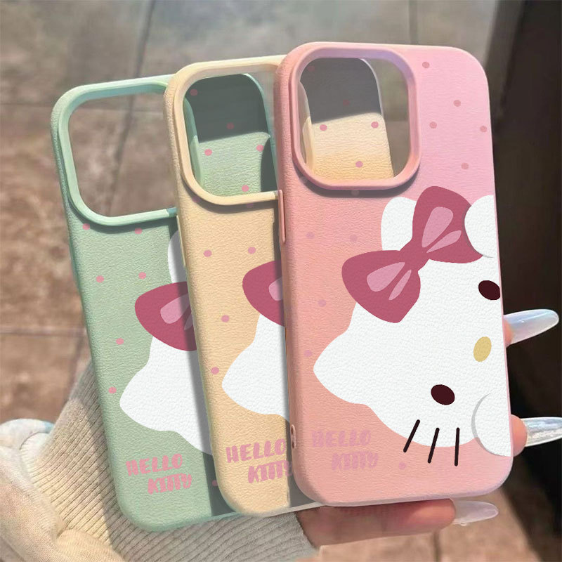 Ốp Lưng Iphone TPU hoa tiết da mềm kitty chấm bi 6/6plus/7/8/plus/x/xs/11/12/13/14/15/16/pro/max/plus/promax