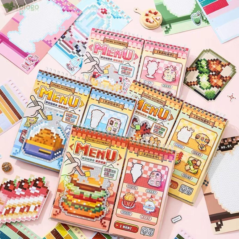YOLOGO Pixel Art Sticker Book, 30 miếng dán xoắn ốc, trang trí album sáng tạo, thiết kế Pixel Art Series 3.0